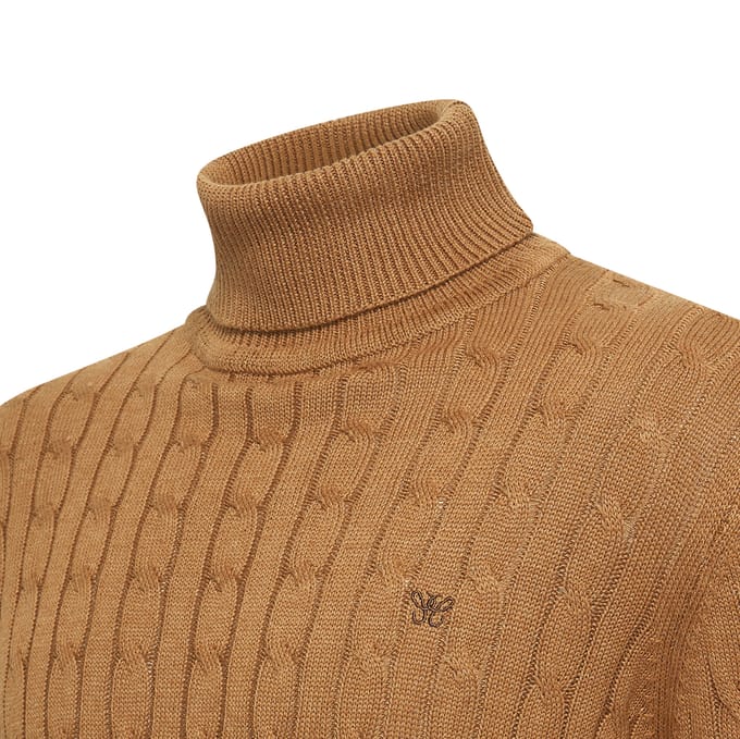 Cappuccino Italia - Heren Trui Pullover Aosta Cable - Bruin - Maat M