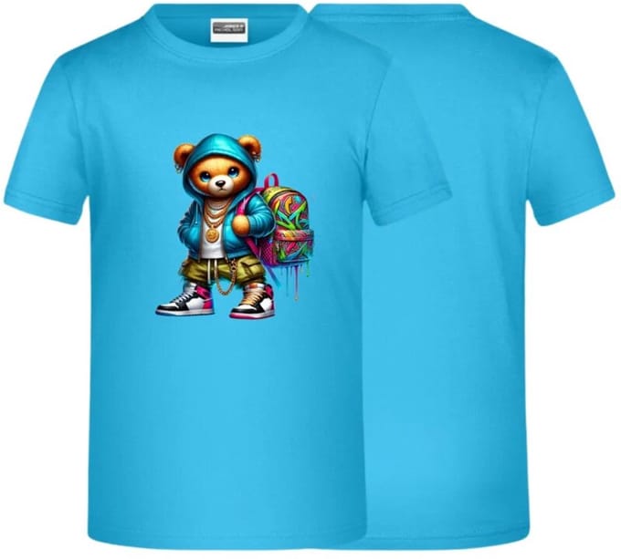 Kinder t-shirt beer - Blauw - 98/104