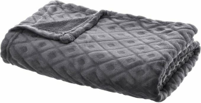 Woonplaid 125 x 150cm Fleecedeken geruite blanco 3d losan gr 125x150, donkergrijs