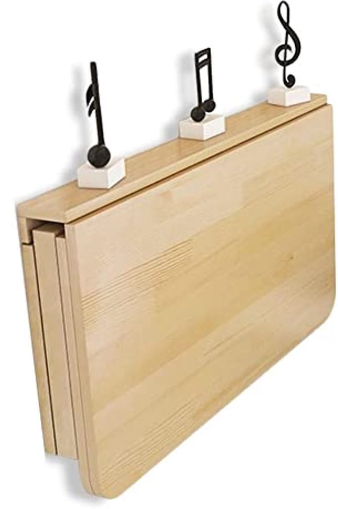 Ruimtebesparende wandklaptafel van massief hout - Zwevend bureau, keukentafel, laptoptafel