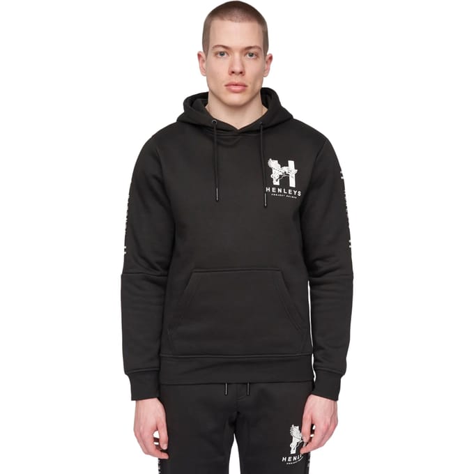 Henleys Heren Tapehen Hoodie (Zwart)