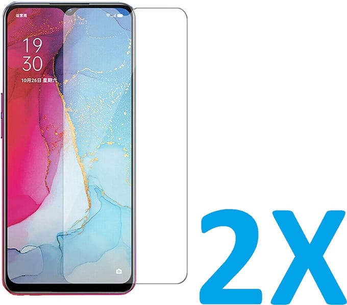 Screenprotector Glas - Tempered Glass Screen Protector Geschikt voor: Oppo Reno 3 - 2x