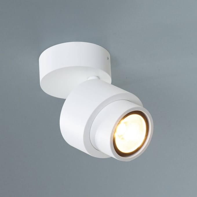 Escale LED spot BRUSH, wit, Ø 7 cm, metaal, dimbaar, 2.700 K