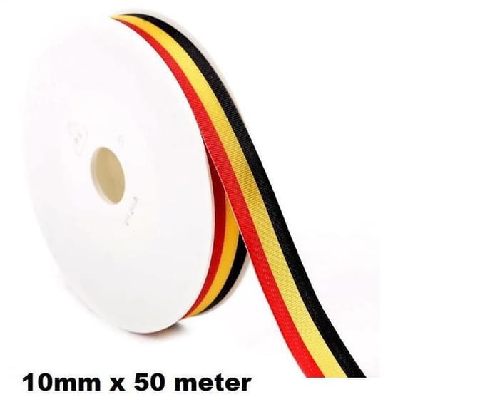 Medaille lint zwart/geel/rood 50 meter - nationale vlag lint