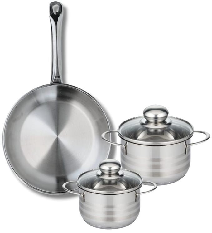Set van 1 Koekenpan 28 cm en 2 kookpotten 14 en 16 cm Elo Profi Brillant