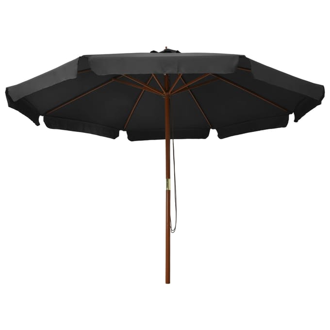 vidaXL Parasol met houten paal 330 cm antraciet