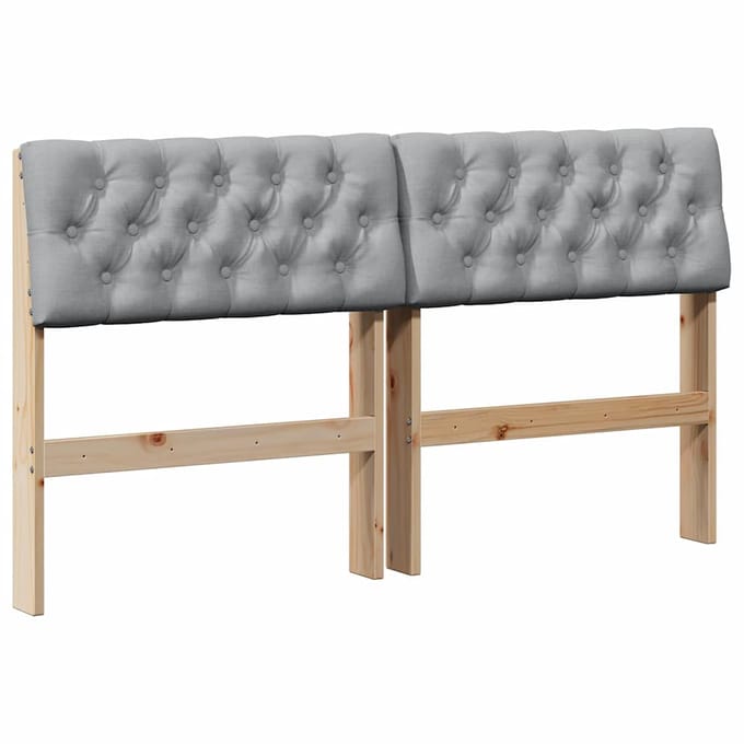 vidaXL Gestoffeerd hoofdbord Lichtgrijs 150 cm Massief grenenhout