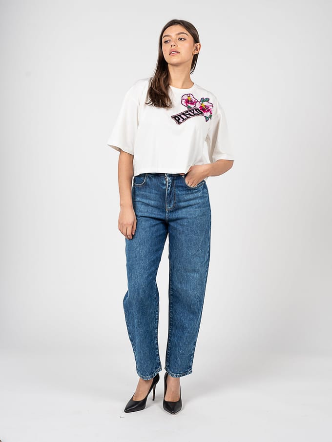 Pinko T-Shirt Titolato Vrouw Wit