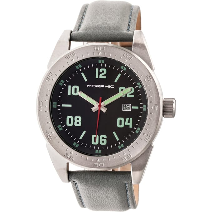 Morphic M63-serie horloge met leren band en datum