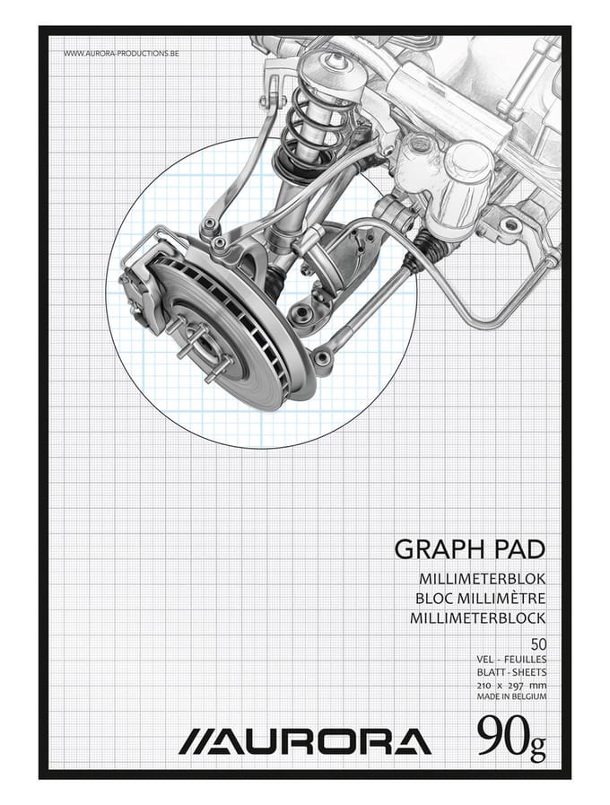 Aurora - MAXI PACK - 10 x Millimetepapier-blok: Formaat A4 - Wit 90gr papier - 50 Vel