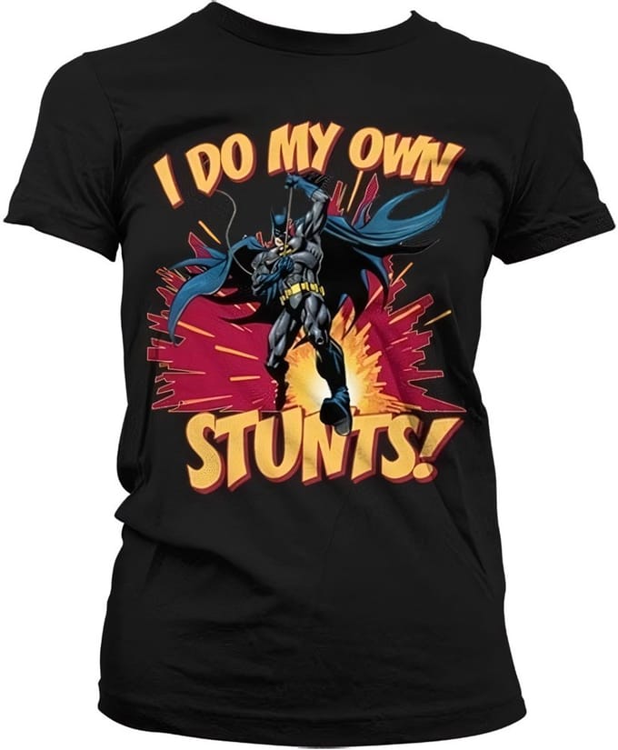 Batman I Do My Own Stunts Girly Tee dames-T-shirt zwart