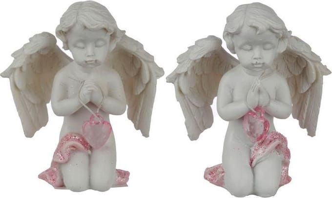 Set van 2xBeeldje Biddend Cherubijntje Engel 'Memory Of The Heart' 7x6.5x3cm