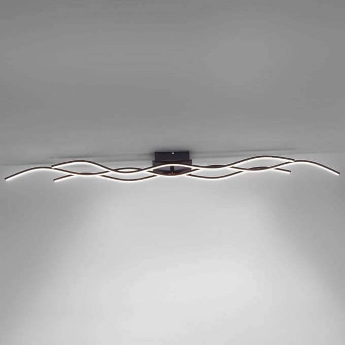 JUST LIGHT. GmbH LED plafondlamp Wave 3.000K 137,5x16cm zwart