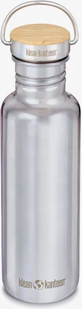 Klean Kanteen - RVS Drinkfles 800ml Brushed Stainless (w/Bamboo Loop Cap)