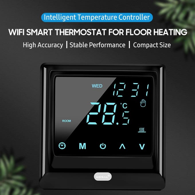 Wi-Fi Smart Thermostaat 16A Digitale Temperatuurregelaar APP Afstandsbediening Wekelijkse Circulatie zwart