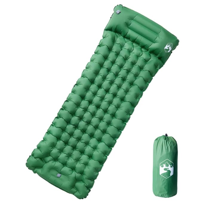 vidaXL - Kampeermatras - met - kussen - zelfopblazend - 1-persoons - groen