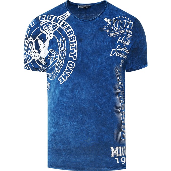Acid washed T-shirt met prints
