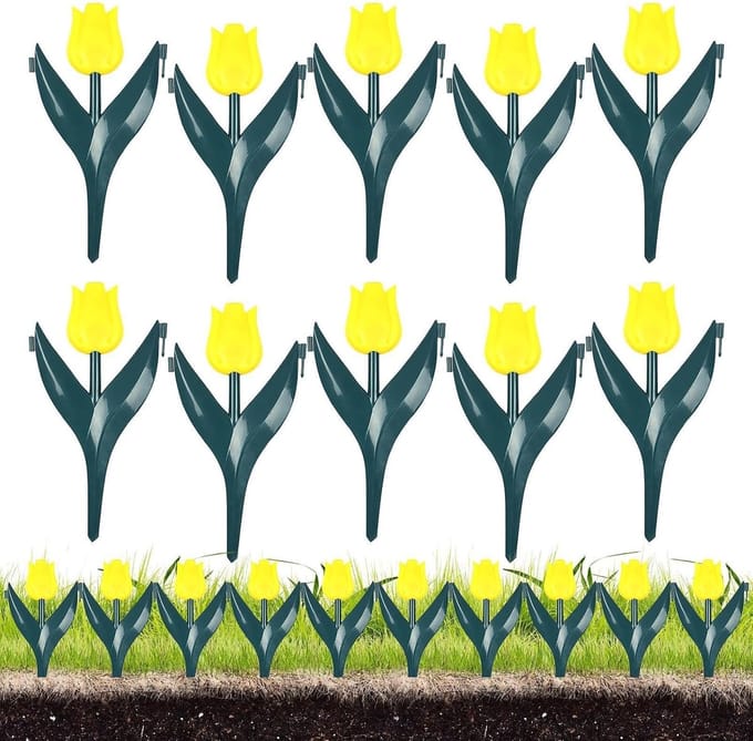 Bloembed Omranding - Perkrand Tuin - Tuin Decoratie - Bloemvormige Blokken - 10 Stuks - Geel