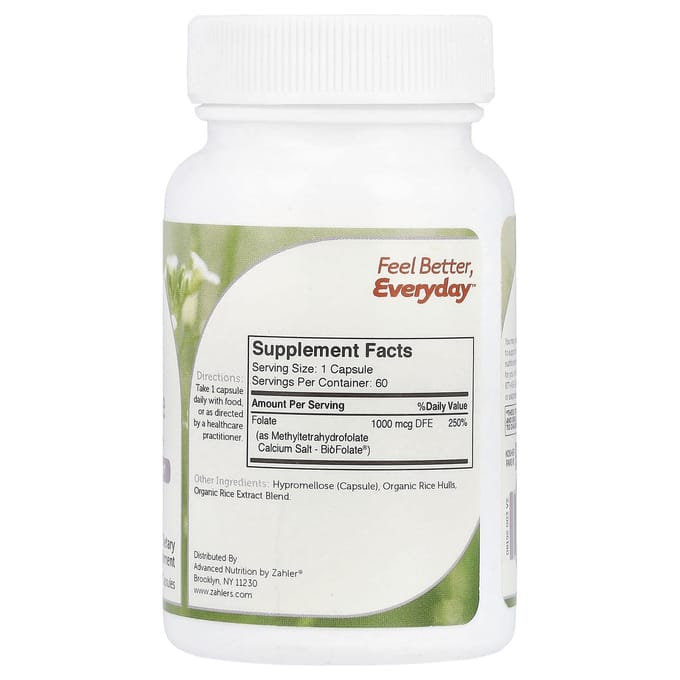 Méthylfolate, 1 000 mcg DFE, 60 Capsules