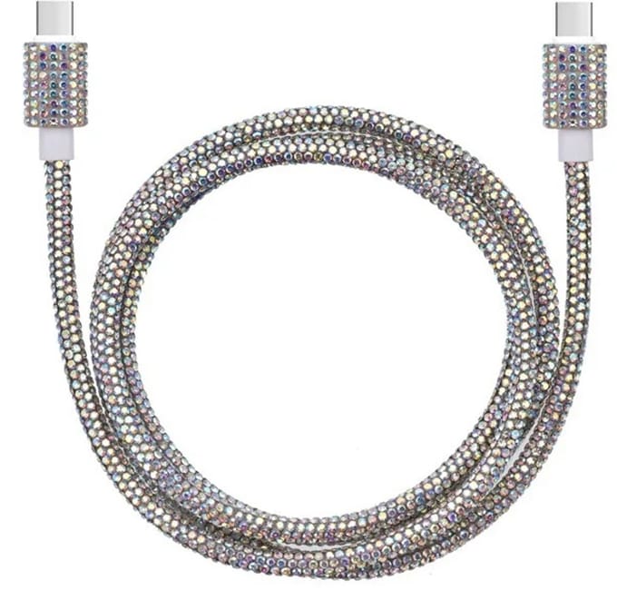 DrPhone CrystalCharge – USB-C Kabel 60W PD – Snelladen – Data Kabel 480Mbps – Luxe Kristal Design – 1M