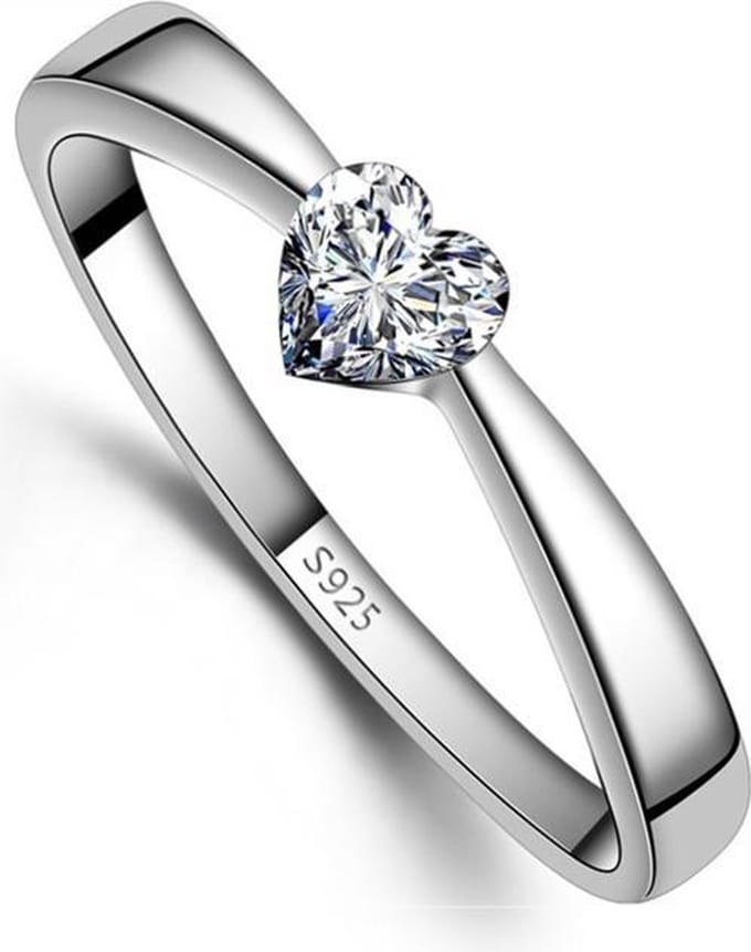 Zilveren Ring Dames - Hart - Ø16.75mm