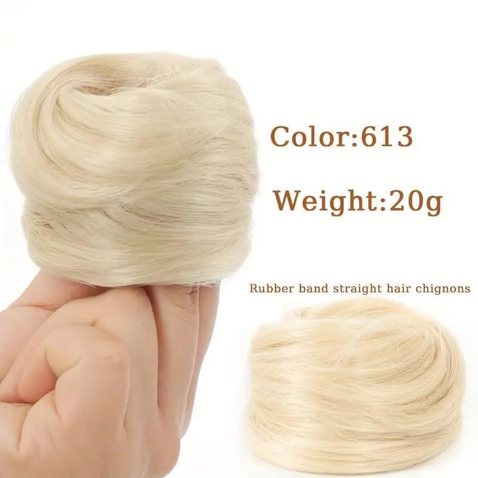 1 stuk synthetisch haarknot, rechte chignon, elastische rubberen band, nep haarclip, haarstaartverlenging, opgestoken haarstuk, paardenstaart beige