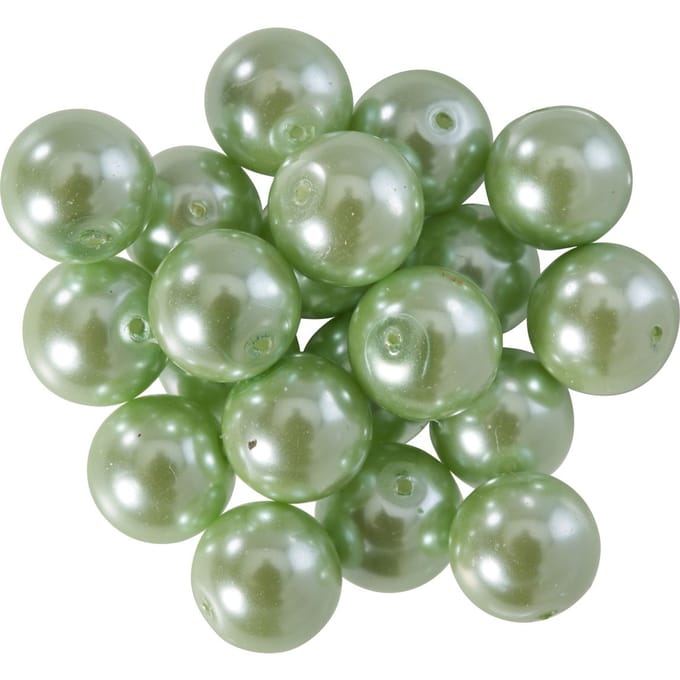 Glazen waskralen, Ø 10 mm, 20 stuks - Lichtgroen