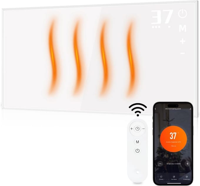 Wandverwarming - Infrarood paneel - Ruimte verwarmen - App en afstandsbediening - 450 Watt - Wit