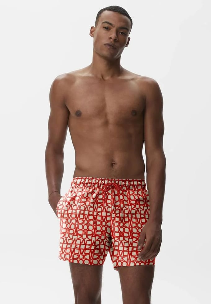 "Red Geometric" Zwemshorts