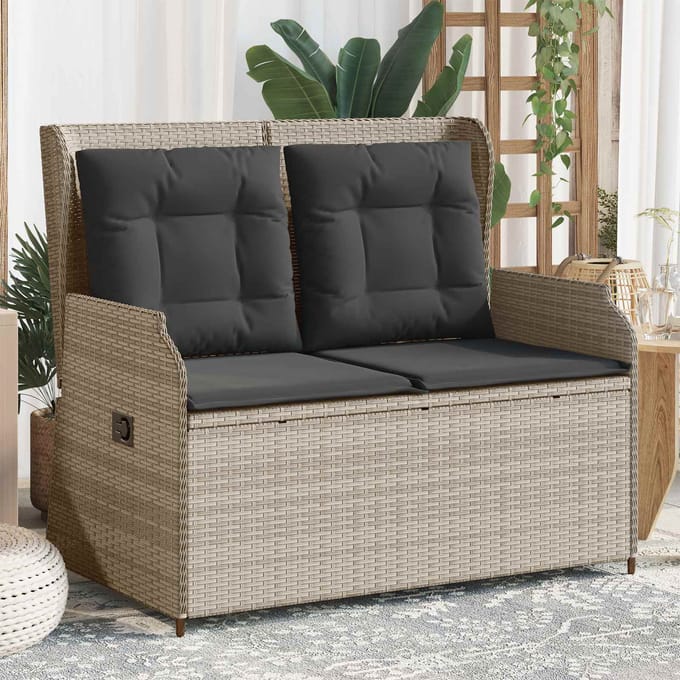 vidaXL Tuinbank Lichtgrijs poly rattan