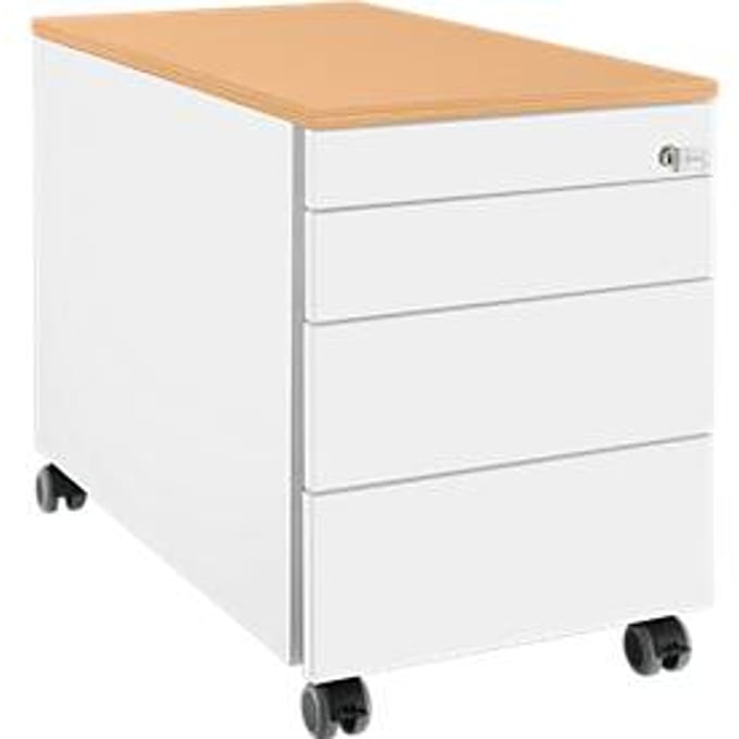 Schäfer Shop  Genius Verrijdbaar ladeblok 1233, wit/blank aluminium/beukenpatroon
