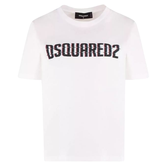 Dsquared2 T-shirt Met Logo-opdruk En Ronde Hals, Wit