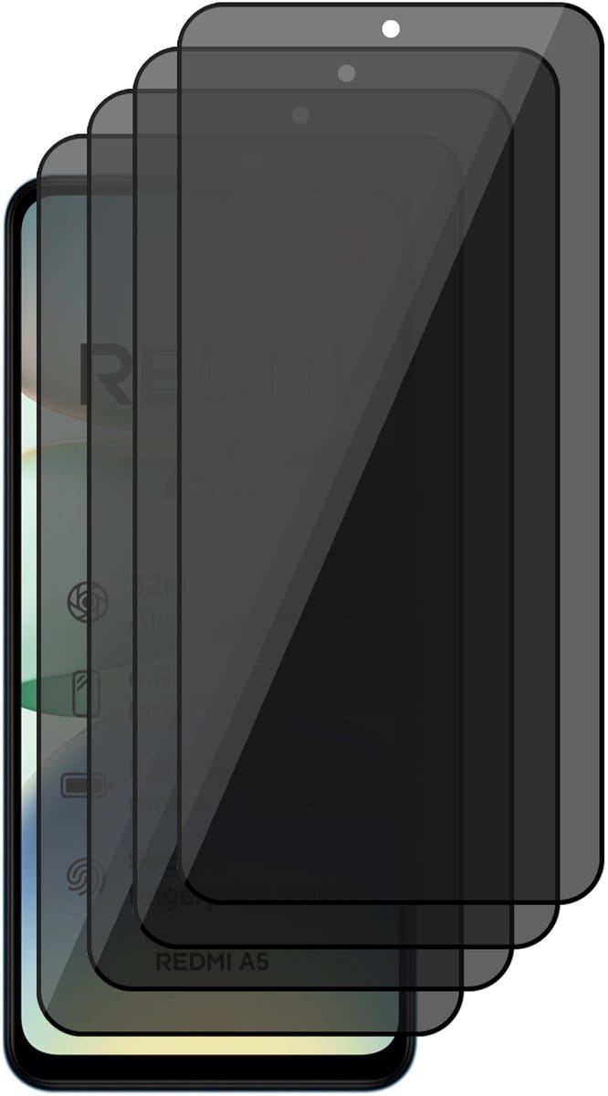 Privacy Screenprotector geschikt voor Xiaomi Redmi A5 4G / POCO C71 4G - 4x Volledig Dekkend Glas Screen Protector
