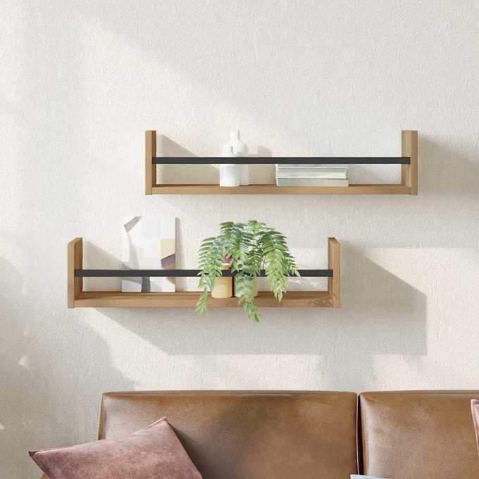 vidaXL - Wandplank - 2 - st - Artisan - Eiken - 60 - x - 16 - x - 14 - cm