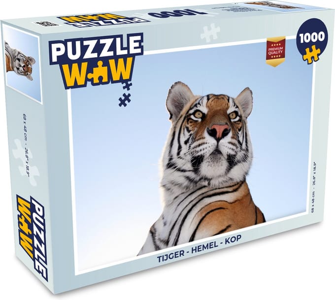 Puzzel Tijger - Hemel - Kop - Legpuzzel - Puzzel 1000 stukjes volwassenen