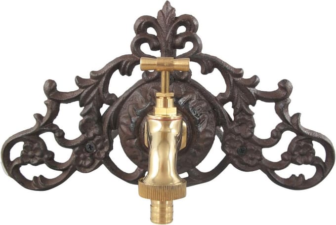 Garden hose holder antique style heavy duty iron wall mount