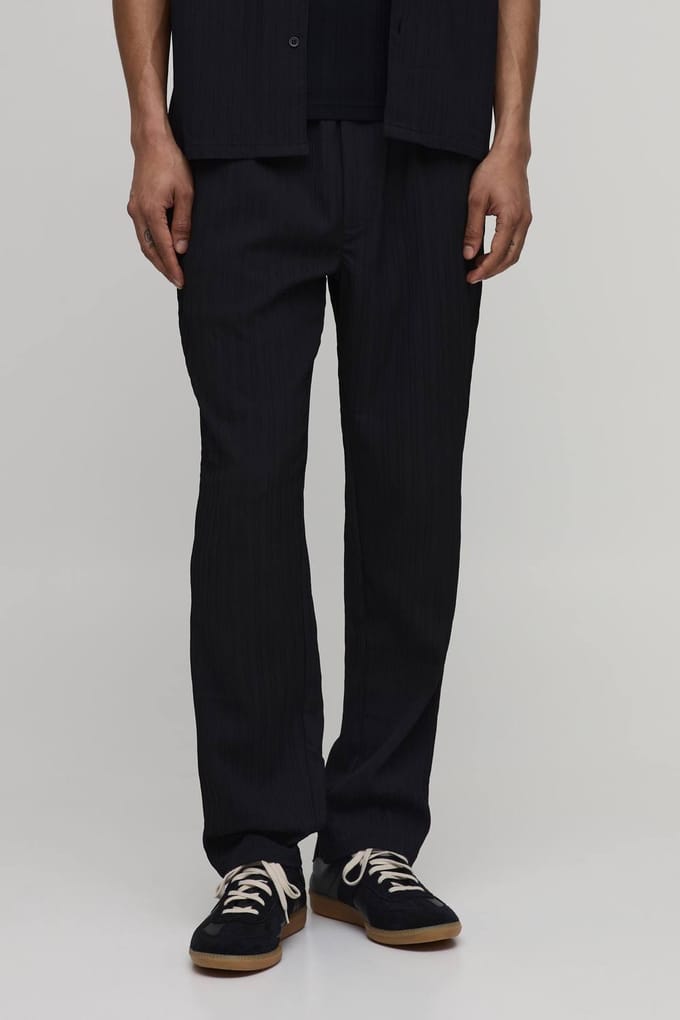 Toelopende Broek Met Onregelmatige Geplooide Textuur | Black | Size Large