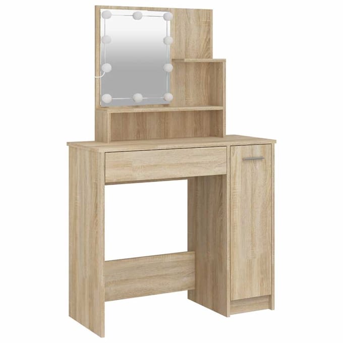 vidaXL - Kaptafel - met - LED-verlichting - 86,5x35x136 - cm - sonoma - eikenkleurig
