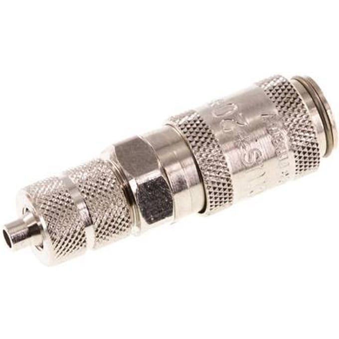 Vernikkeld Messing DN 2.7 (Micro) Luchtkoppeling Snelkoppeling 3x4.3 mm Push-On Double Shut-Off - CLS2-N-BN-SV-P-3