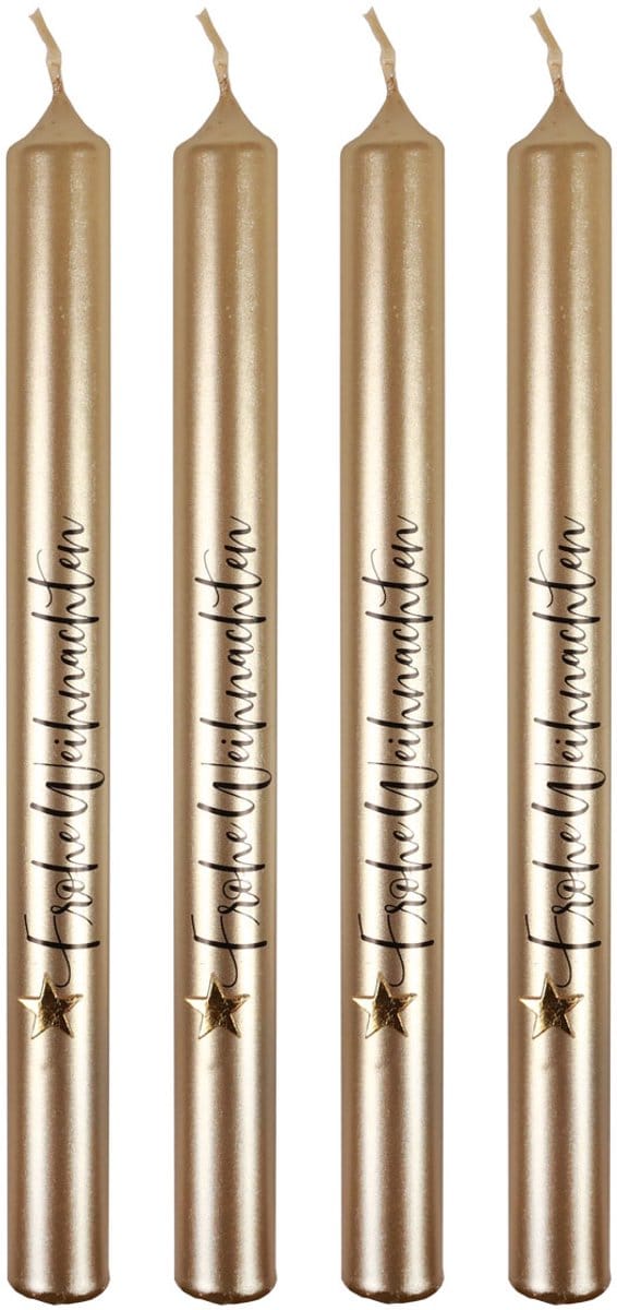 Kerstkaarsen stokkaarsen Kerstcreme 25cm 4 stuks