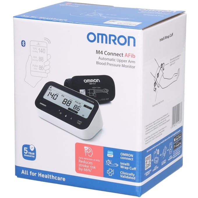Omron M4 Connect Afib - Bloeddrukmeter - Bluetooth - Detectie AFib - Geheugen 120 metingen