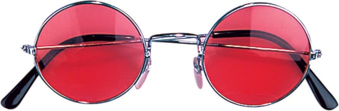 Widmann - Party zonnebril - Hippie Flower Power Sixties - ronde glazen - rood