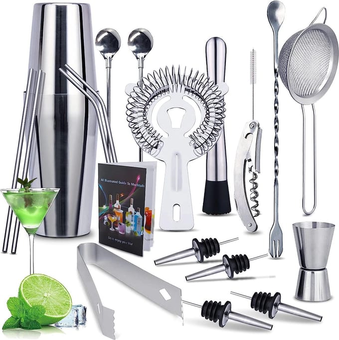Cocktail set - 20 delig cocktail shaker set - 750ml