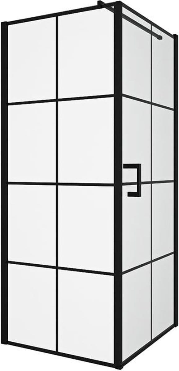 Vente-unique Vast douchescherm met matzwarte taatsdeur - 80 x 80 x 190 cm - CAPARICA