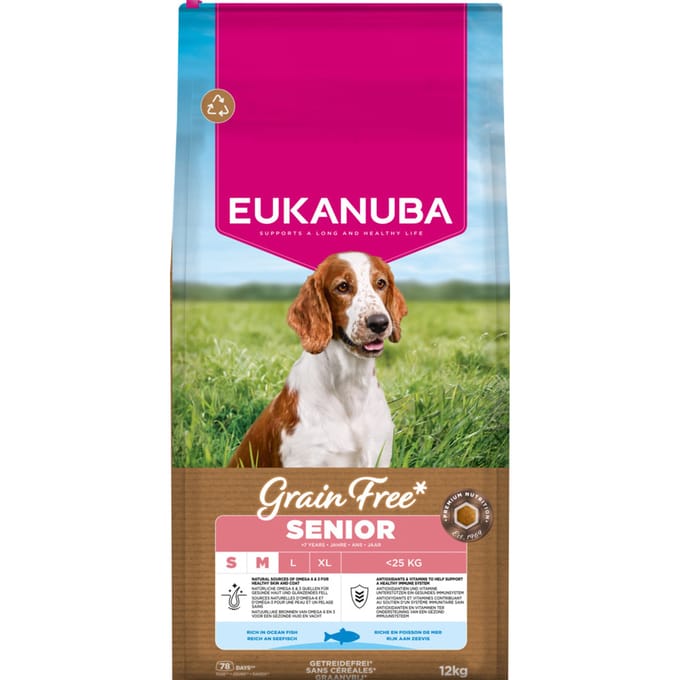 Eukanuba Senior Small & Medium Breed Graanvrij Oceaanvis - Hondenvoer - 12 kg