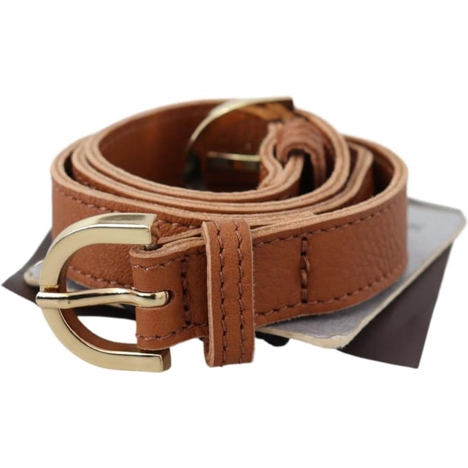 Scervino Straat Lichtbruin Leren Gouden Dubbele Gesp Tailleband