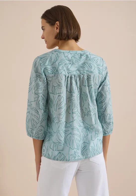 Tuniek met 3/4-mouwen en bladprint