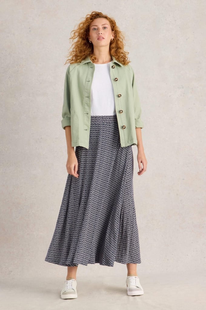 White Stuff Jada Jersey Maxi Skirt Navy Print Taglia: 8 REGULAR | Maxi gonne Outlet | Donna | Blu