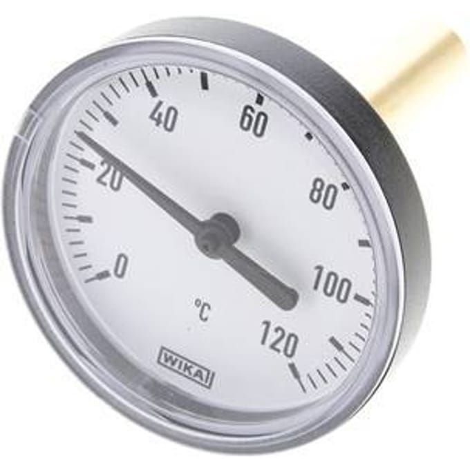 0 tot +120°C Plastic Bimetalen Thermometer 63mm Behuizing 60mm Dompelbuis met Thermowell