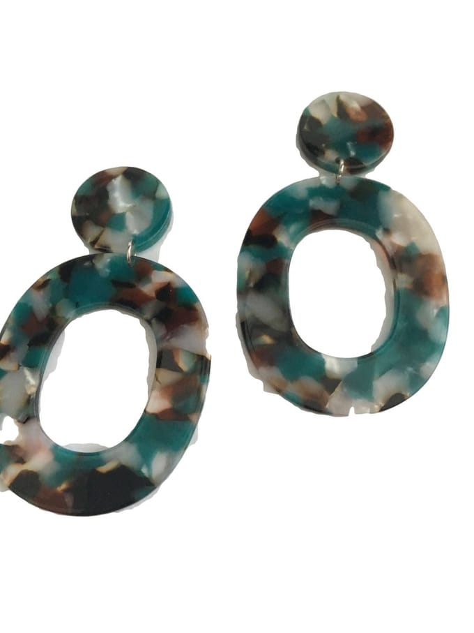 Petra's Sieradenwereld - Clipoorbel hanger turquoise bruin (337)